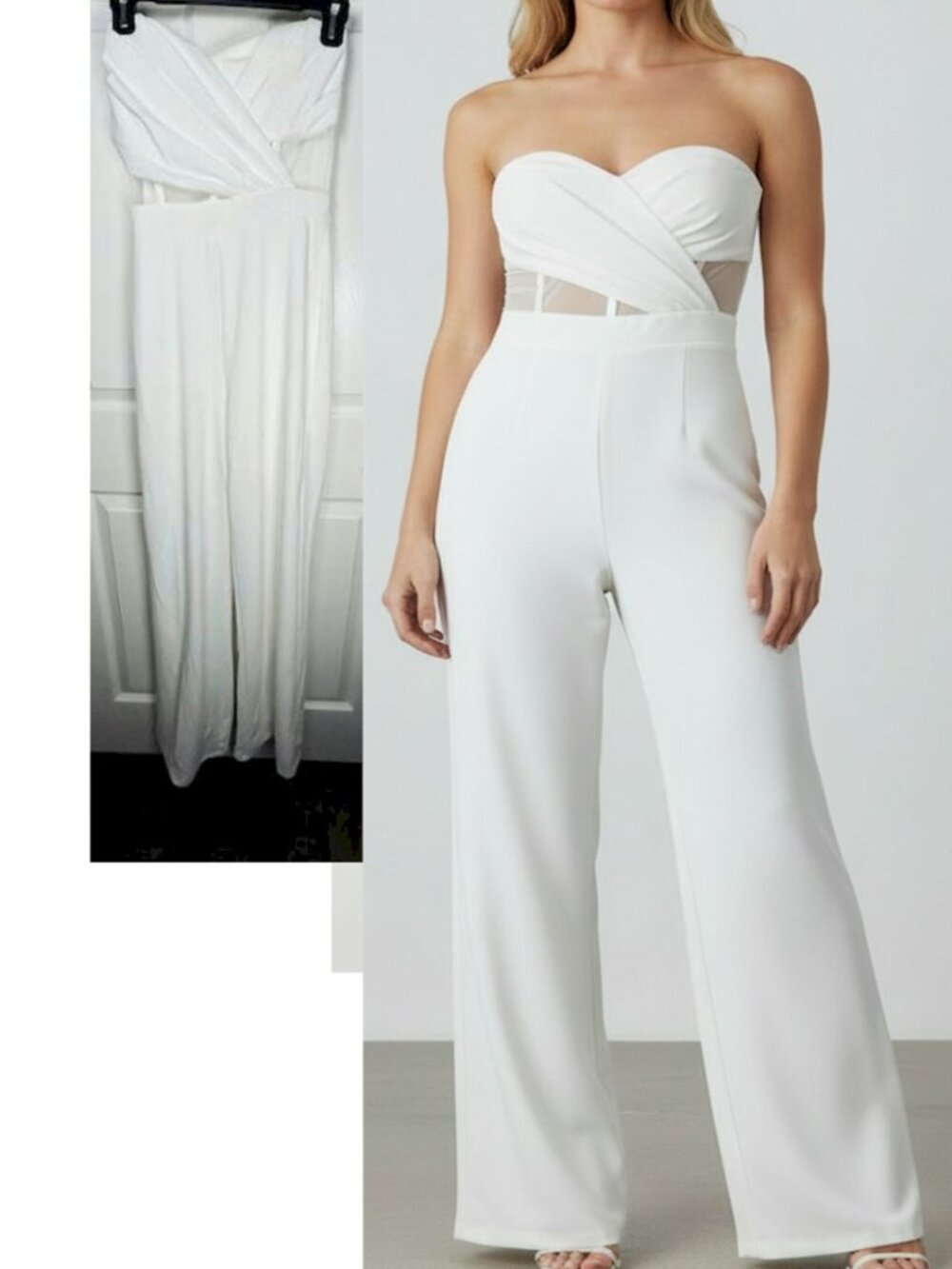Lulus Surely Stunning Off White Strapless Bustier Jumpsuit Size 2X NWOT
